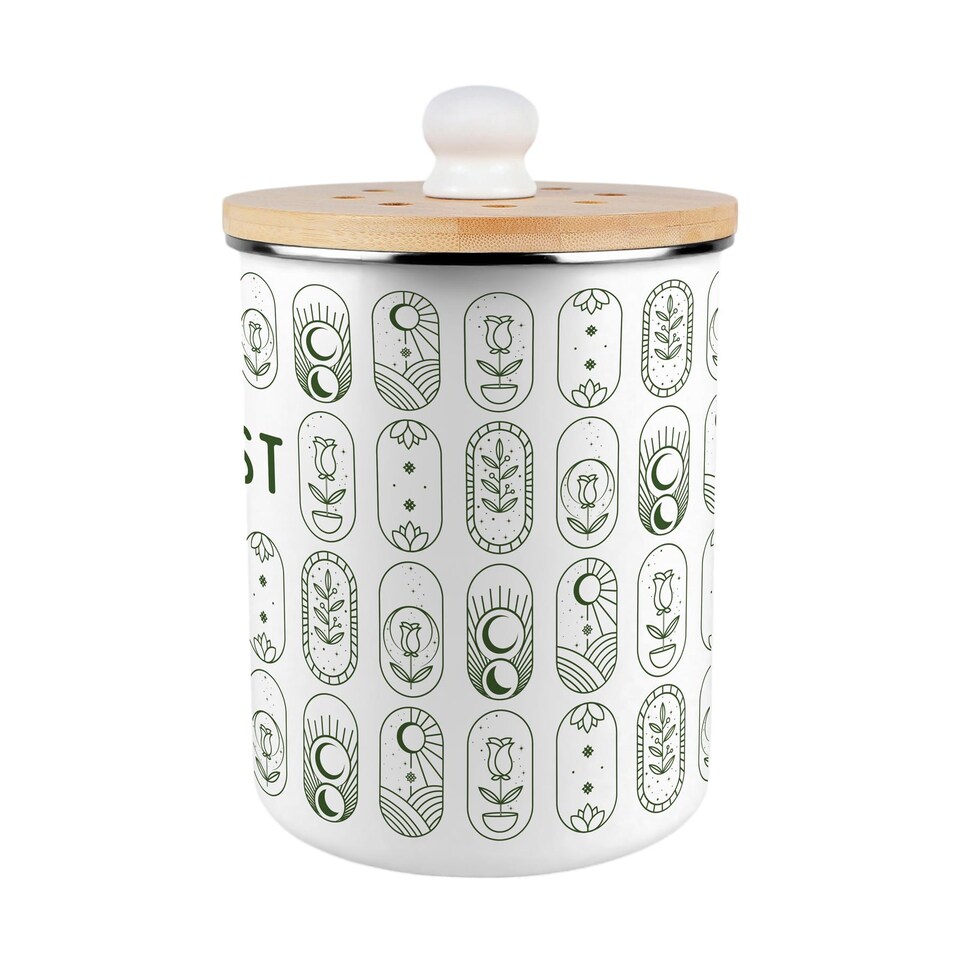 image 1 of Boho Minimalism Compost Caddy - Metal 2L Decorative Kitchen Food Waste Bin