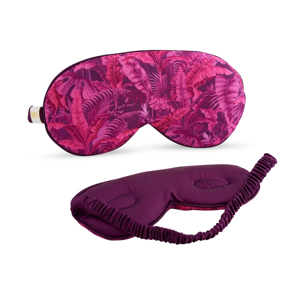 image 1 of SMUG Cloud Padded Satin Sleep Mask - Pink Fern Print