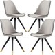 image 1 of Set of 4 Sofia Ergonomic Modern Dining Chairs Upholstered in Velvet, Metal Legs with Gold End Tips | Grey | Dark Grey