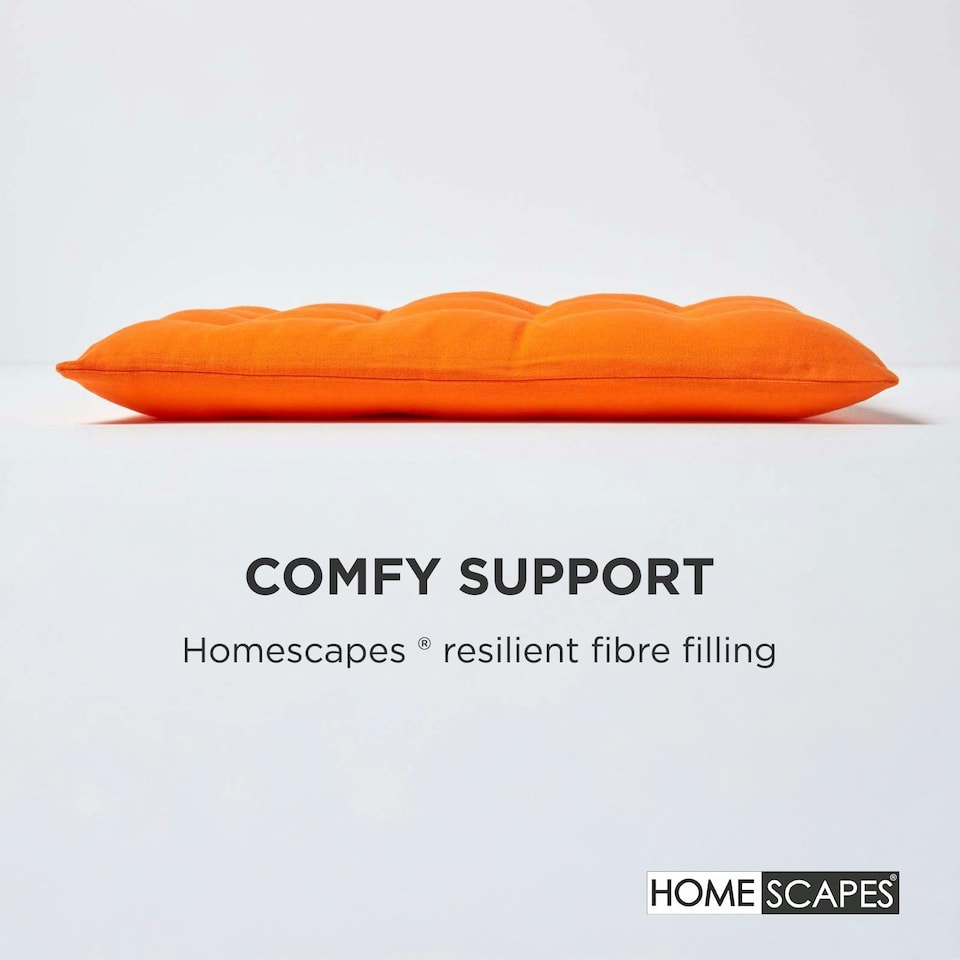 image 1 of Homescapes 4 x Seat Pads Luxury Cotton Indoor Outdoor Garden Dining Cushion | Orange | 40 x 40 cm | 4