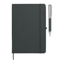 MidOcean Eleganote Leather Notebook & Pen - Black - 19.4cm x 24cm x 1.6cm