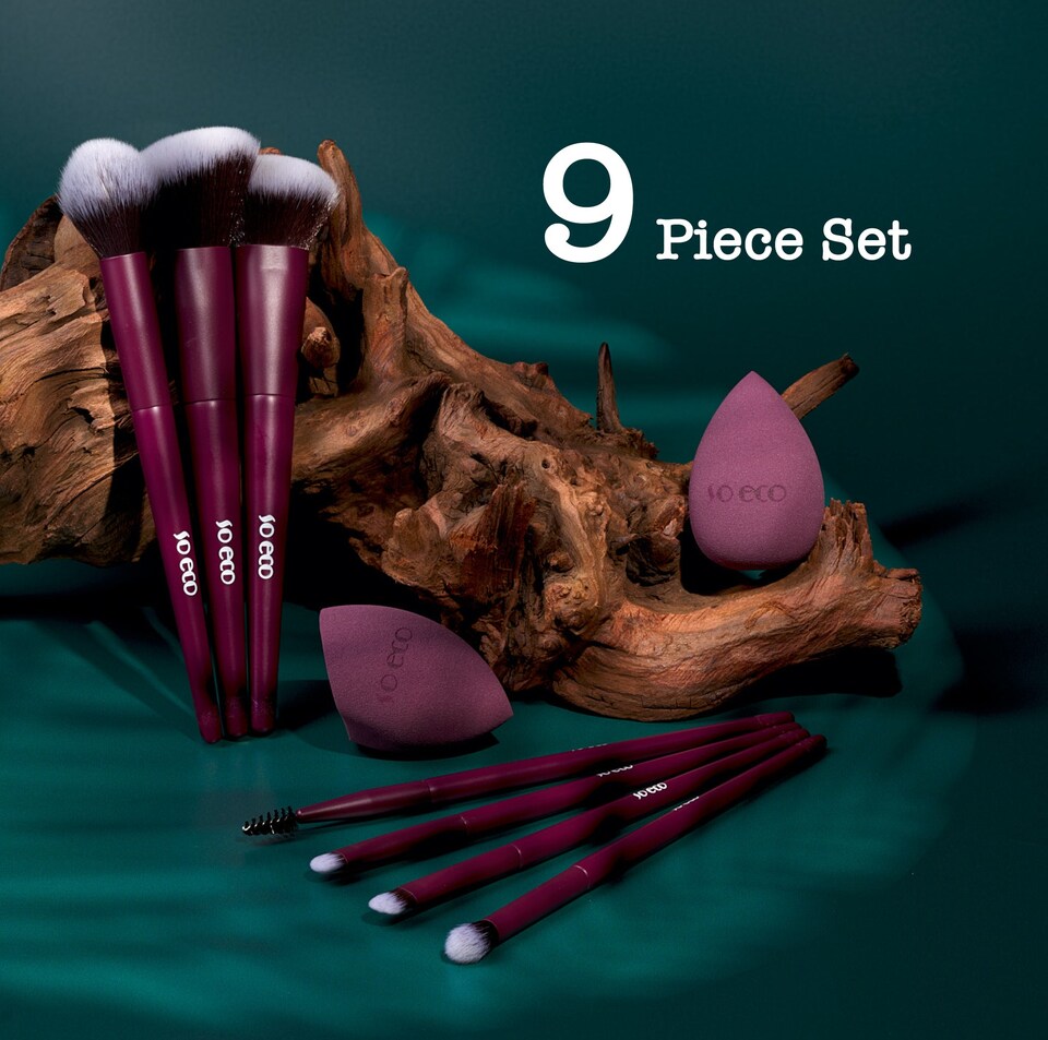 image 1 of So Eco Signature Blend Makeup Set - 7 Brushes & 2 Sponges, Vegan Cruelty-Free, Purple