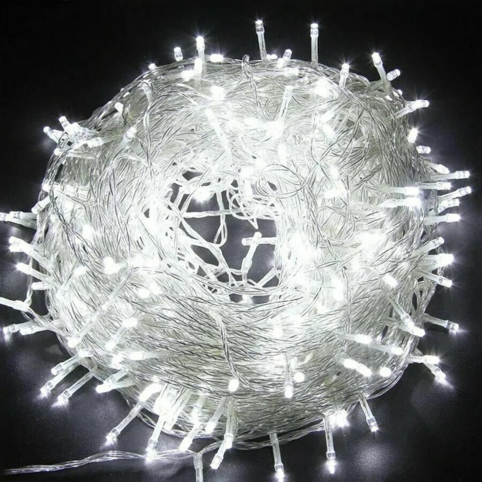 300 LED Cool White Christmas String Lights Indoor & Outdoor Clear Wire