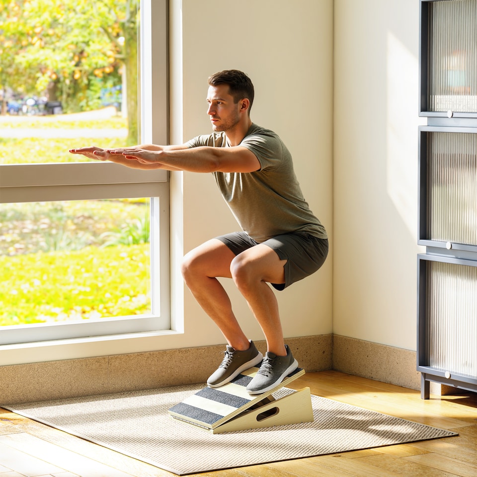 image 1 of SPORTNOW Portable Slant Board, Adjustable Incline Board Calf Stretcher with Extra Side-Handle Design for Home Gym, Physical Therapy Equipment for Calf Stretching Squats Knees Ankle Heel Feet Leg