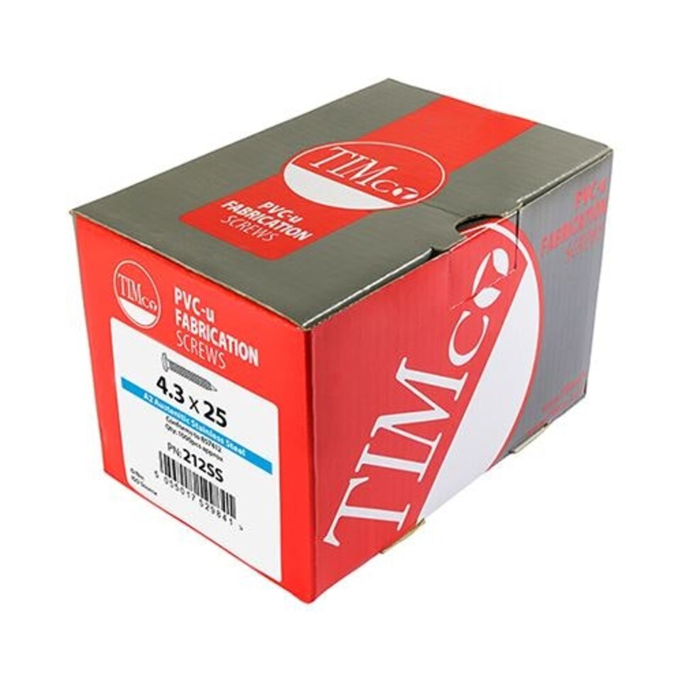 image 1 of Timco - Window Fabrication Screws - Friction Stay - Shallow Pan Countersunk - PH - Single Thread - Gimlet Tip - Stainless Steel (Size 4.3 x 25 - 1000 Pieces)
