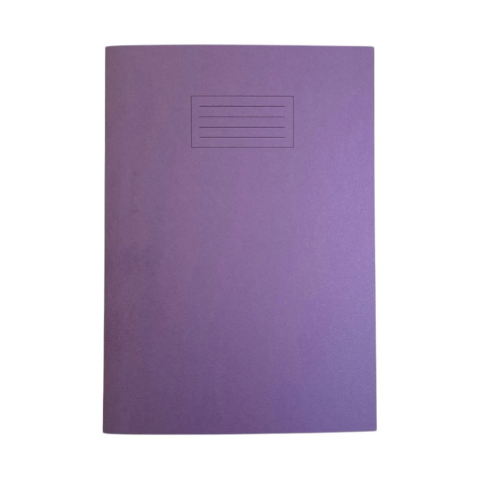 image 1 of Pack of 10 Janrax A4+ Purple 48 Page Feint Ruled and Margin Exercise Books WF Paper with 225gsm Manilla Cover 240x340mm Workbook