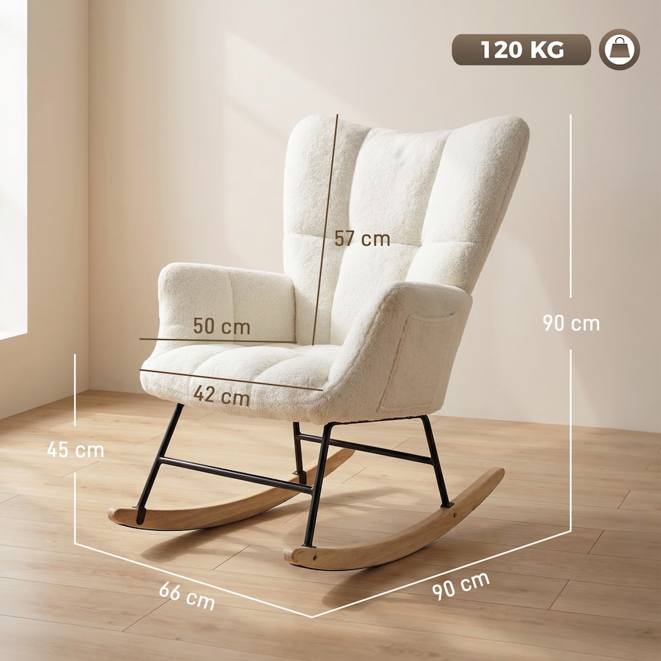 image 1 of HOMCOM Tufted Rocking Chair with Side Pockets