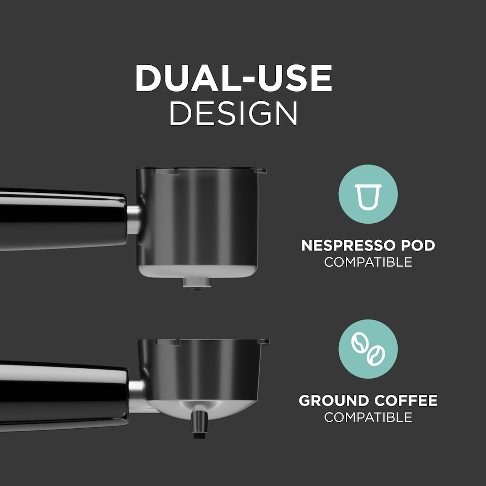 image 1 of DMD 3-in-1 Espresso Coffee Machine, 20-Bar, Milk Frother, Ground & Capsule Use, 1L Water Tank