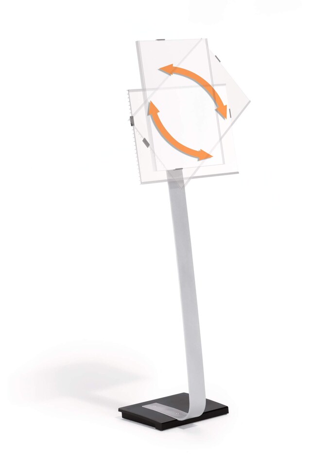 image 1 of Durable INFO SIGN Aluminium Display Panel Info Floor Stand A3 | 1.25m | Silver | Silver