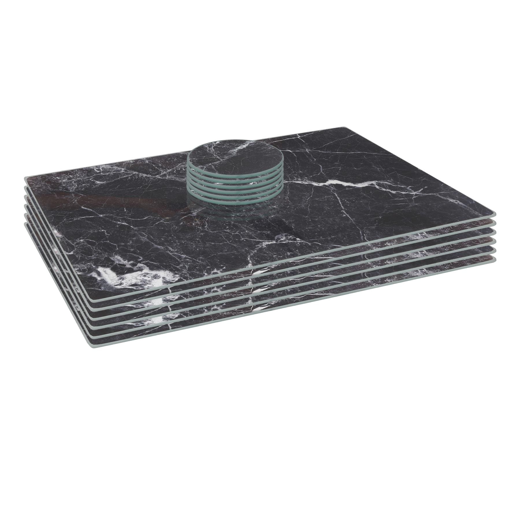 12pc Round Glass Placemats & Round Coasters Set - 30cm - Marble - By - View #7