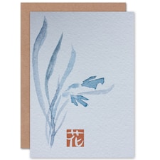 Japanese Watercolour Flower Texture Art Blank Card