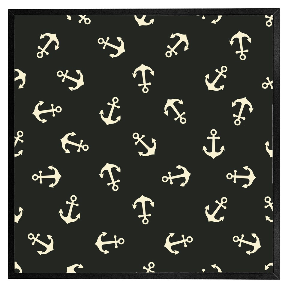 image 1 of Anchors on black background (Picutre Frame) Brown | L