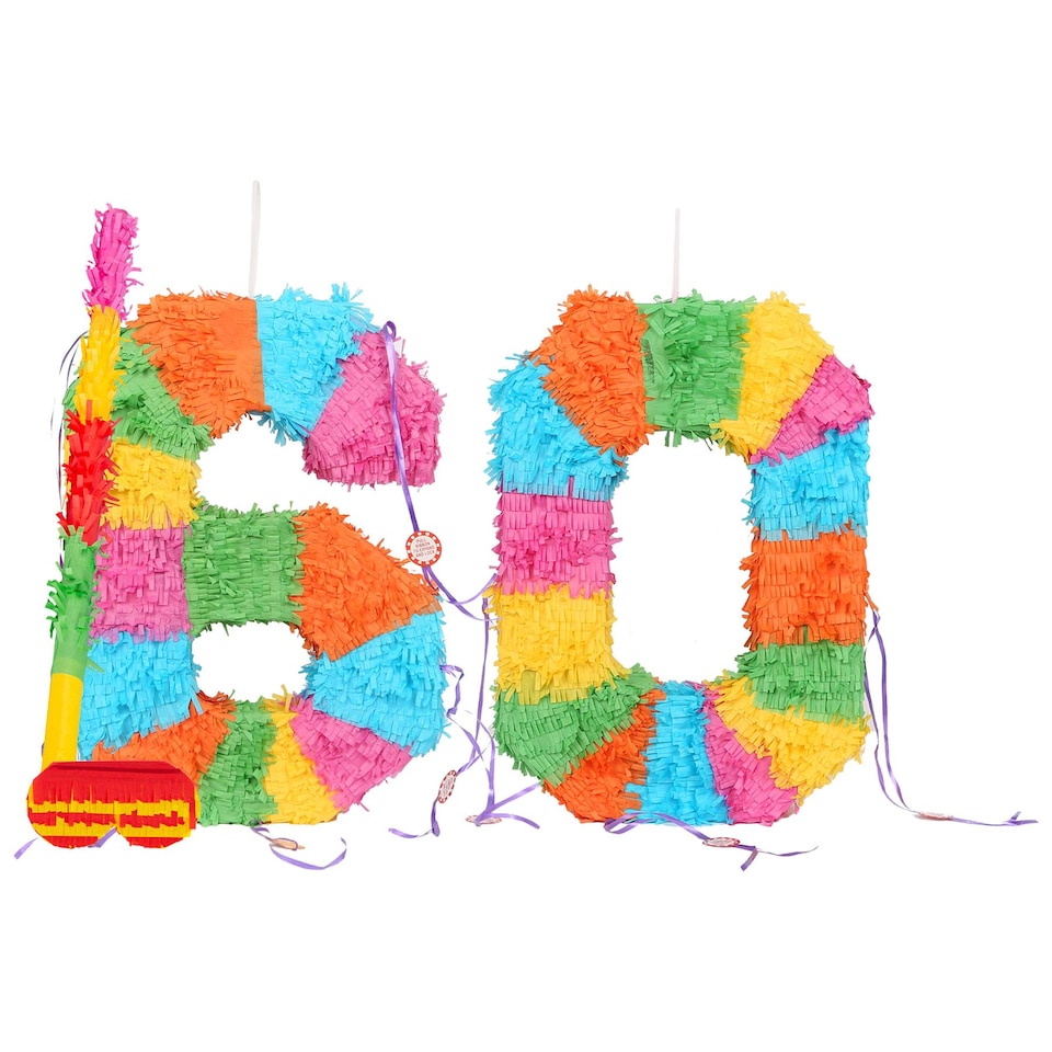 image 1 of Fax Potato Fax Potato Pinata Set with Stick & Blindfold - 60th Birthday / Anniversary - Rainbow