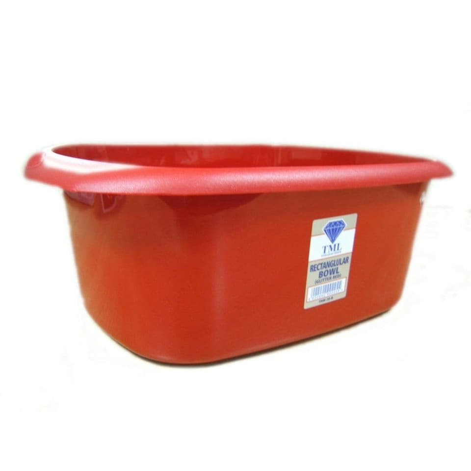 TML Rectangular Plastic Bowl - Glitter Red - 11L