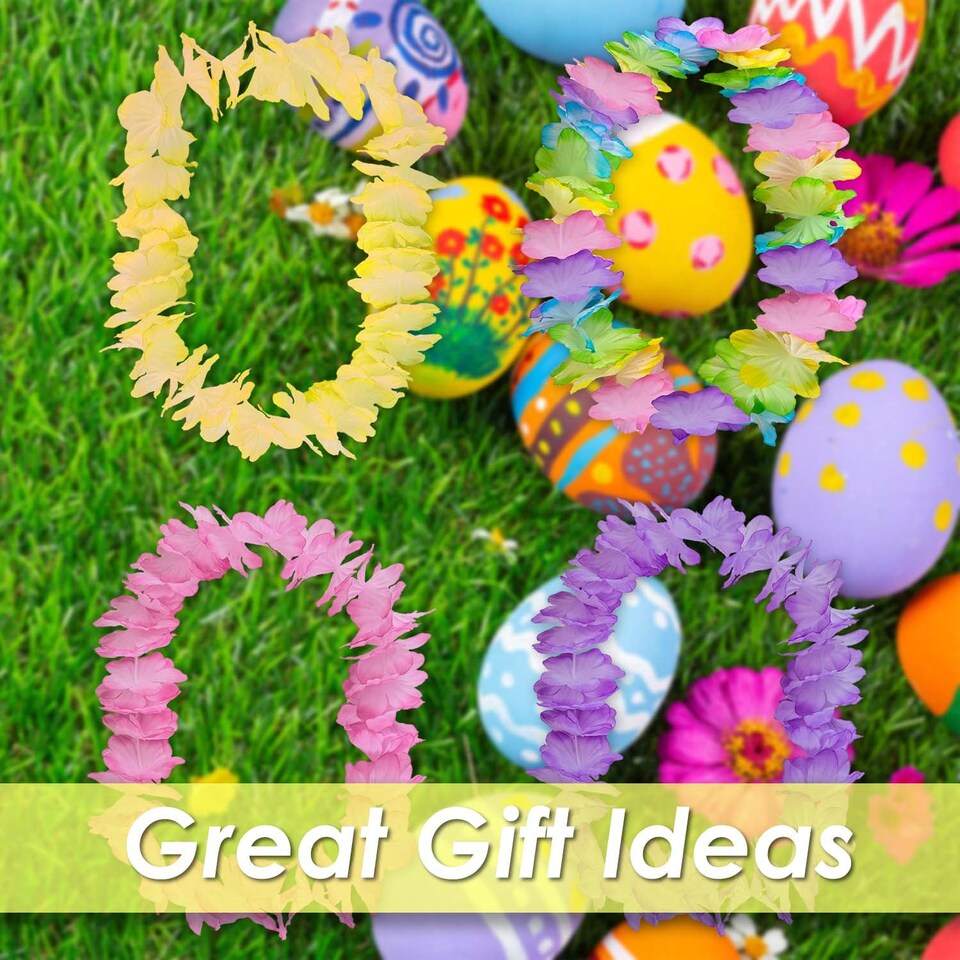 image 1 of PMS Easter Leis Pack of 4 - Multicolour Plush 53cm x 12cm