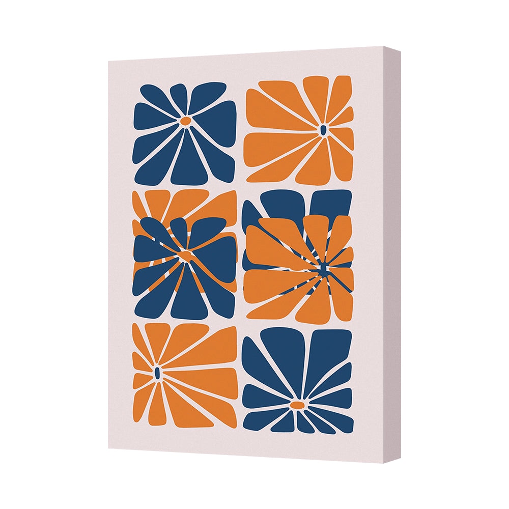 Canvas 6031 Abstract Floral Wall Art Print In Blue And Orange
