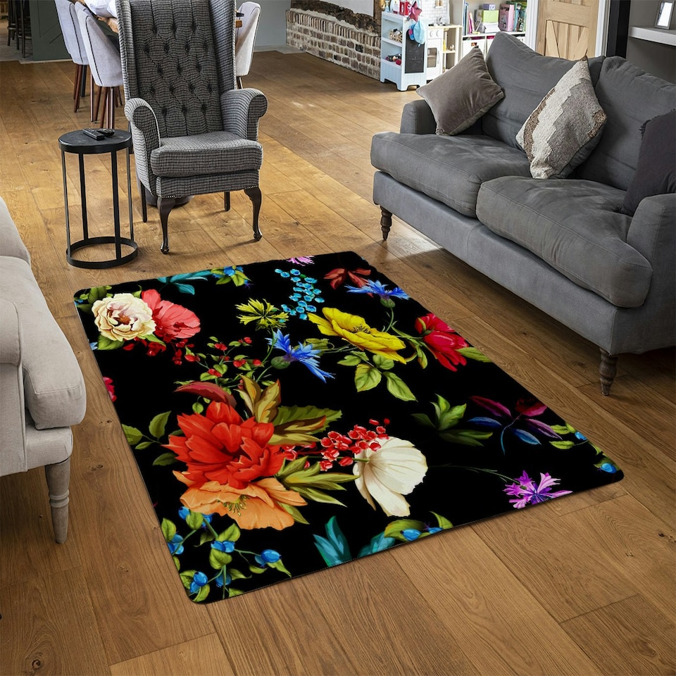 image 1 of Bright Vibrant Flowers (Rug) Multi | Medium: 80x150cm