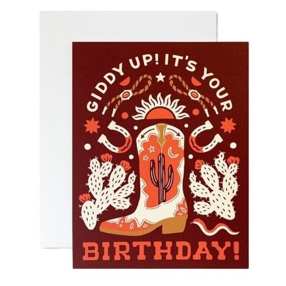 image 1 of Gubblecote Giddy Up Birthday Card - Brown/White - One Size