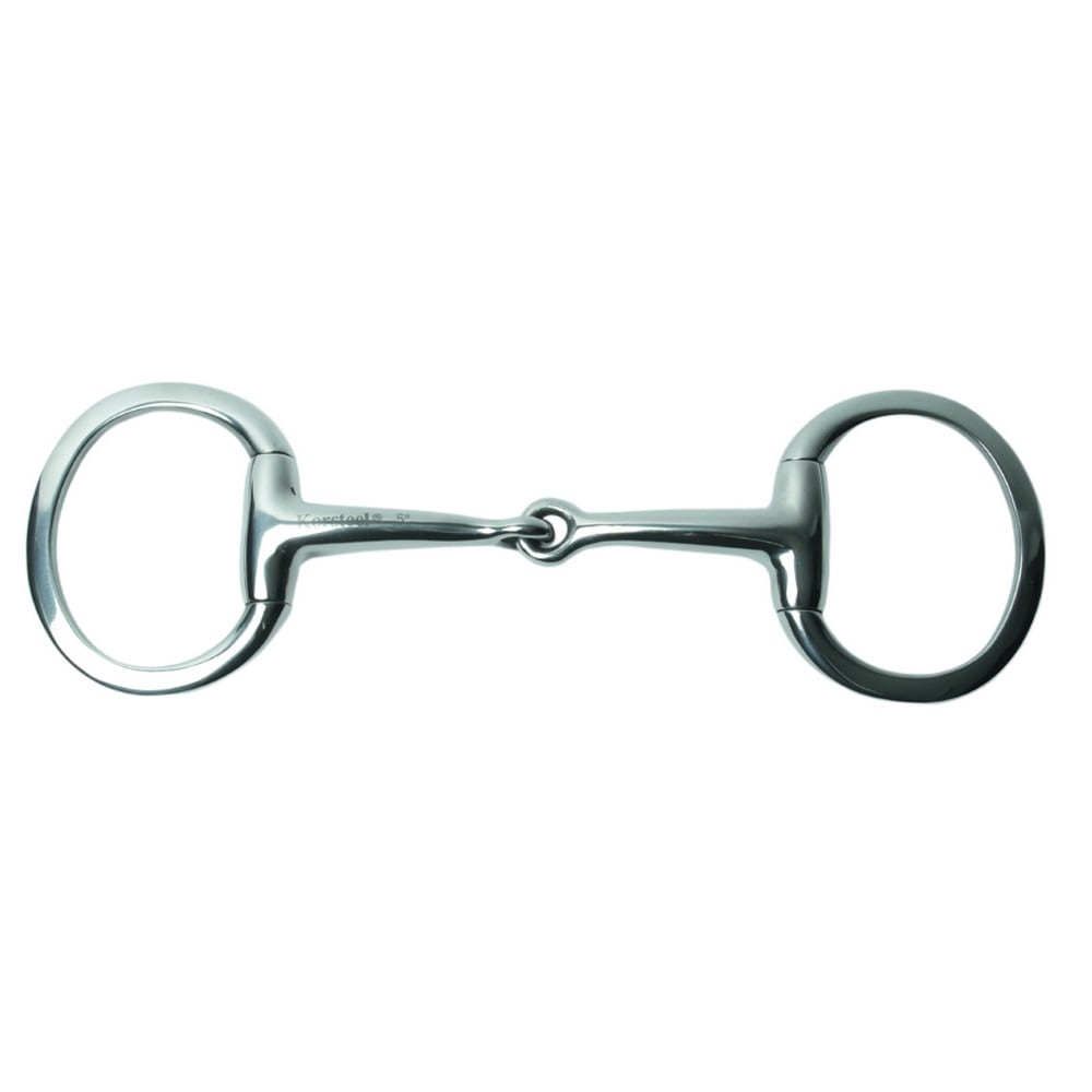 Korsteel Stainless Steel Featherweight Thin Mouth Jointed Flat Ring Eggbutt Snaffle Bit Silver Silver 5in 1