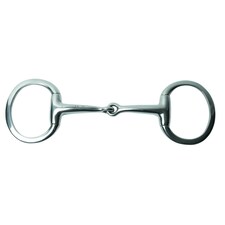 Korsteel Stainless Steel Featherweight Thin Mouth Jointed Flat Ring Eggbutt Snaffle Bit | Silver | Silver | 5in | 1