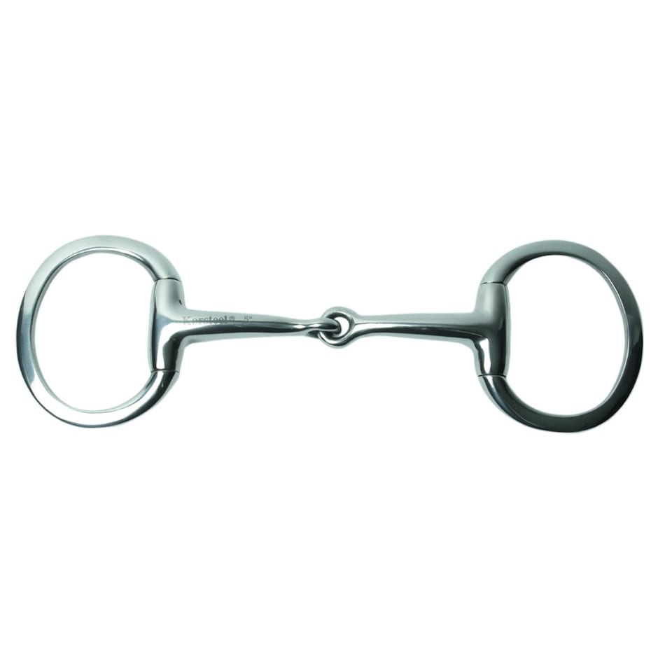 Korsteel Stainless Steel Featherweight Thin Mouth Jointed Flat Ring Eggbutt Snaffle Bit | Silver | Silver | 5in | 1