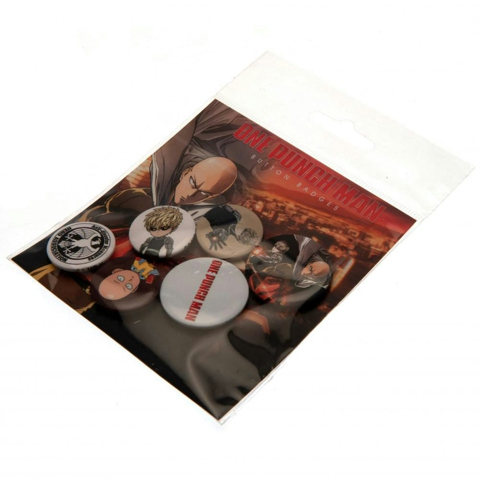 image 1 of One Punch Man Anime Manga Button Badge Set (Pack Of 6) - Multicolour - One Size