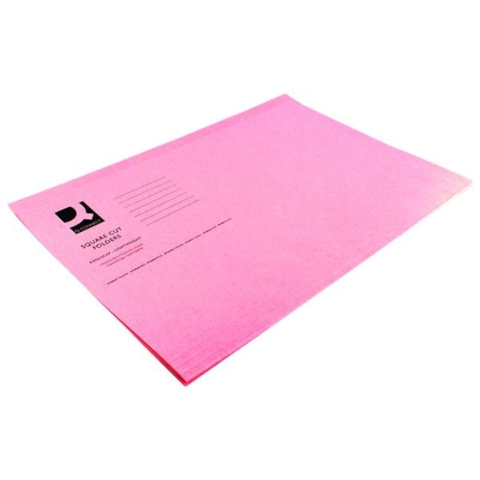 image 1 of Q-Connect Square Cut Folder Lightweight 180gsm Foolscap Pink (Pack of 100)