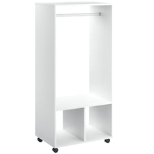 HOMCOM Open Wardrobe Clothes Rail Bedroom Clothes Storage Rod Shelves White