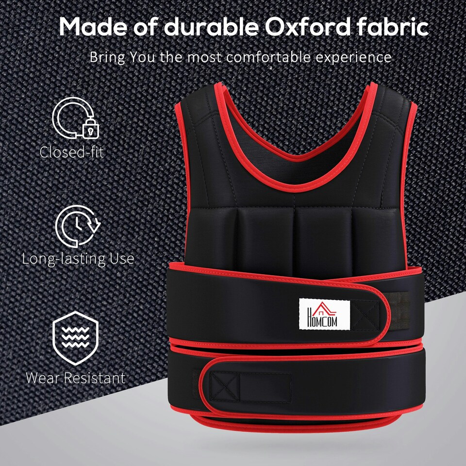 image 1 of HOMCOM 20KGS Adjustable Weight Vest Running Gym Training Weight Loss, Red