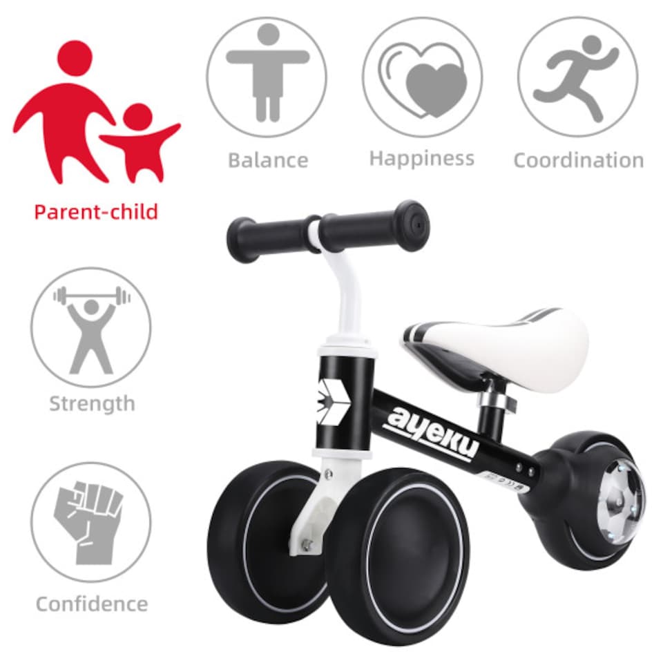 image 1 of AyeKu Baby Toddler Balance Bike Flashing Light Wheels, 1-3 Years, Football | Multi