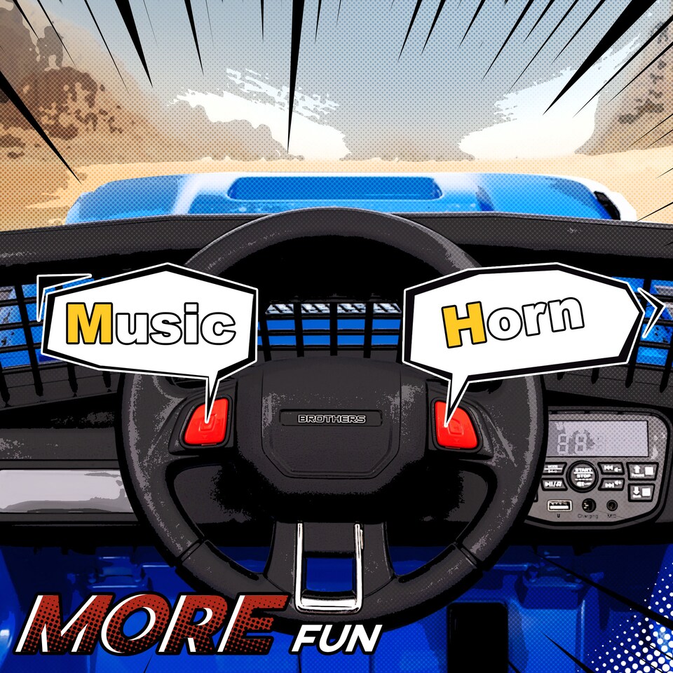 image 1 of AIYAPLAY Electric Car for Kids, 12V Kids Ride On Car with 4 Spring Suspension Wheels, Parental Remote Control, Music Horn LED Lights, Blue