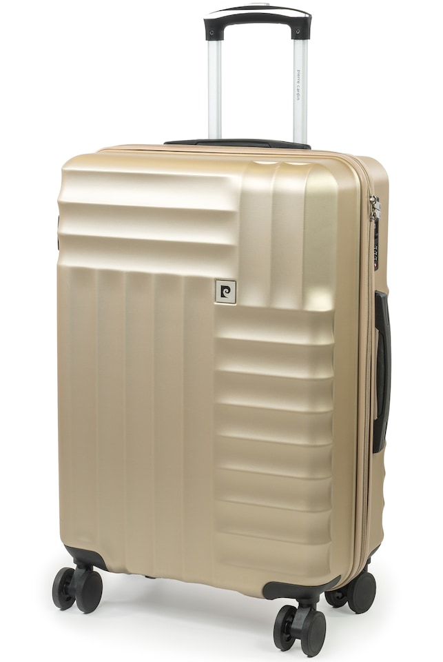 image 1 of Pierre Cardin Soleil 26in Hard Shell Suitcase, 8 Wheel Checked Luggage, Metallic Gold
