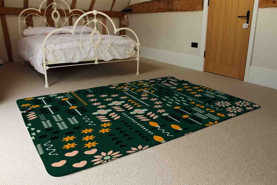 image 1 of Selection Of Flowers Print Rug | Multi