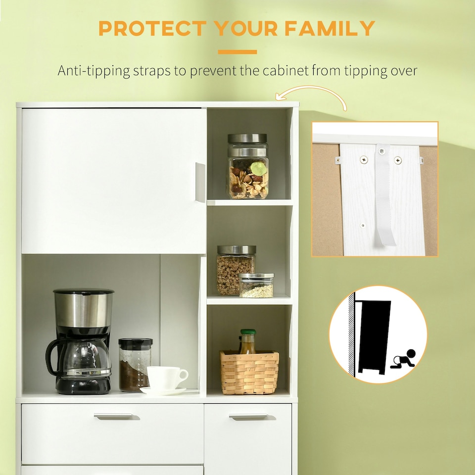 image 1 of HOMCOM Freestanding Kitchen Storage Unit w/ Cupboards, Cabinets