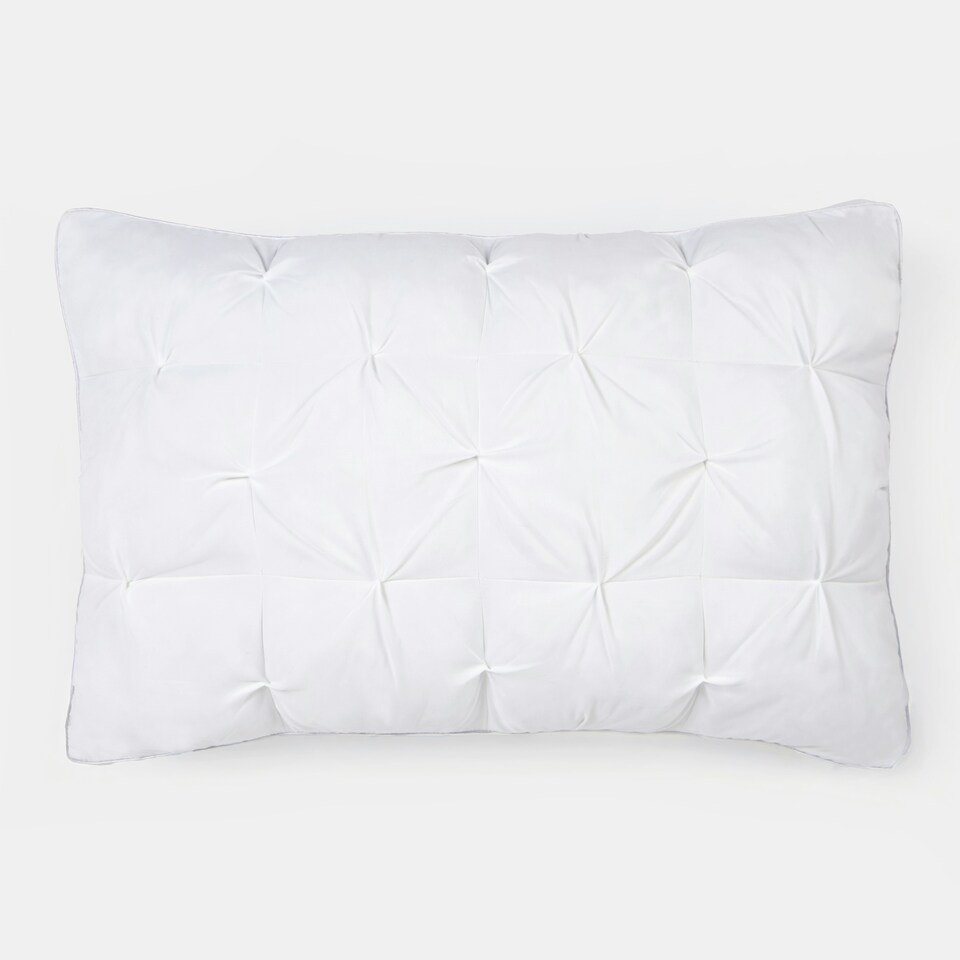 image 1 of OHS Quilted Hotel Cushion Soft Filled Bounce Back Luxury Quality Plump Plush Bed Pillow White | 48 x 74cm