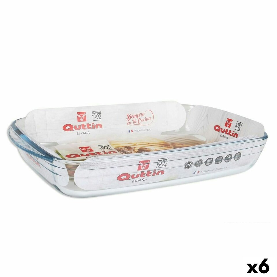 image 1 of Oven Dish Quttin Transparent Glass Rectangular 3 L 35,4 x 22 x 5,5 cm (6 Units) N/A