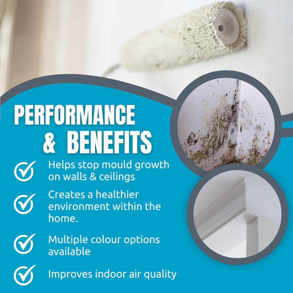 image 1 of SmartSeal - Anti-Mould Paint - Pale Slate (2.5L) For Bathroom, Kitchen and Bedroom Walls & Ceilings - Protection Against Mould