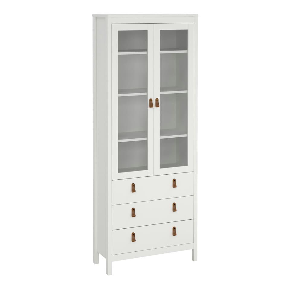 image 1 of Barcelona China Cabinet 2 Glass Doors with 3 Drawers in White
