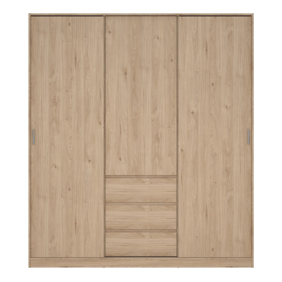 image 1 of Naia Wardrobe with 2 Sliding Doors 1 Door 3 Drawers in Jackson Hickory Oak