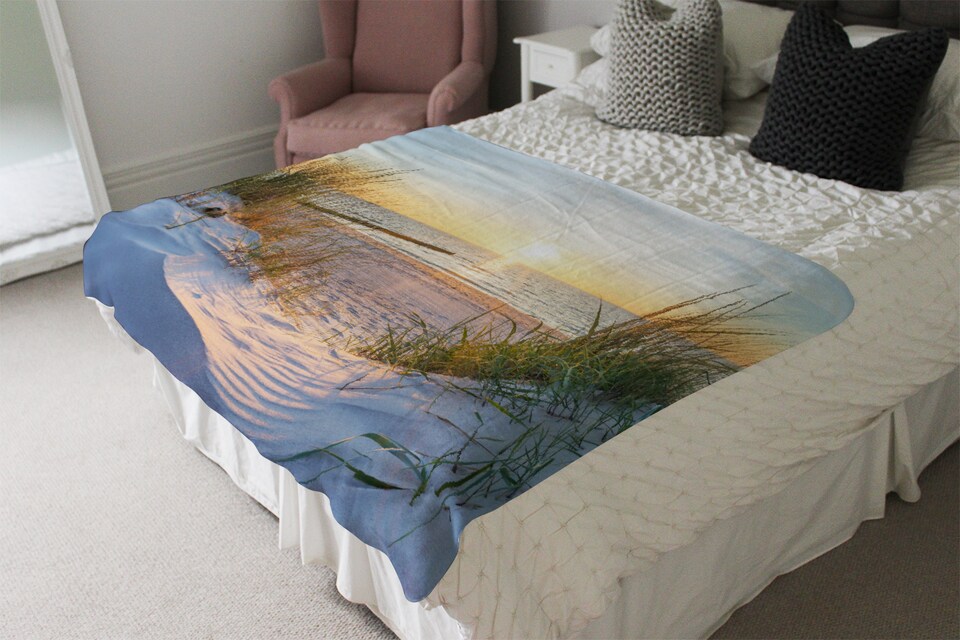 image 1 of Sunset at the Baltic Sea Beach Designer Blanket | Multi