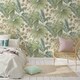 image 2 of Belgravia Retreat Leaf Textured Wallpaper - Green/Beige - 10m x 53cm Green