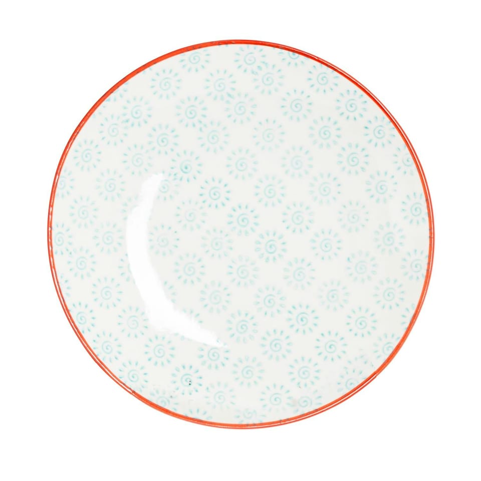 image 1 of Nicola Spring Hand-Printed Side Plates - 18cm - Turquoise - Pack of 6 Multi