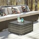 image 2 of Outsunny Patio Wicker Coffee Table w/ Glass Top Suitable for Garden Backyard