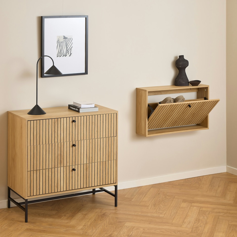 image 1 of Albany Shoe Cabinet 1 Flip Down Door In Oak