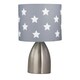 image 1 of First Choice Lighting Valentina Brushed Chrome Touch Lamp with Dark Grey & White Stars Shade Silver | Grey