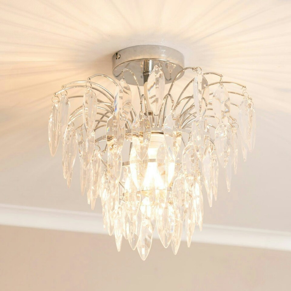 image 1 of ValueLights Emma Acrylic Waterfall Jewel Droplet Pendant Ceiling Light