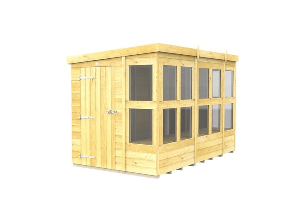 image 1 of 10 x 6 Feet Pent Potting Shed - Wood - L178 x W302 x H201 cm | Brown