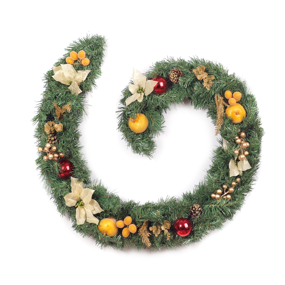 image 1 of Best Artificial 6ft/180cm Copper & Bronze Decorated Christmas Garland With Gold Dusted Acorns Festive Bannister Fireplace