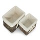 image 4 of Set of 2 Antique Wash Finish Cotton Lined Willow Tray Brown