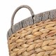 image 10 of Round Water Hyacinth Basket with Grey Rope Border Brown | Brown | L